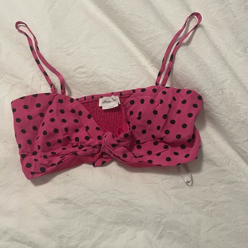 pink polka dot crop top